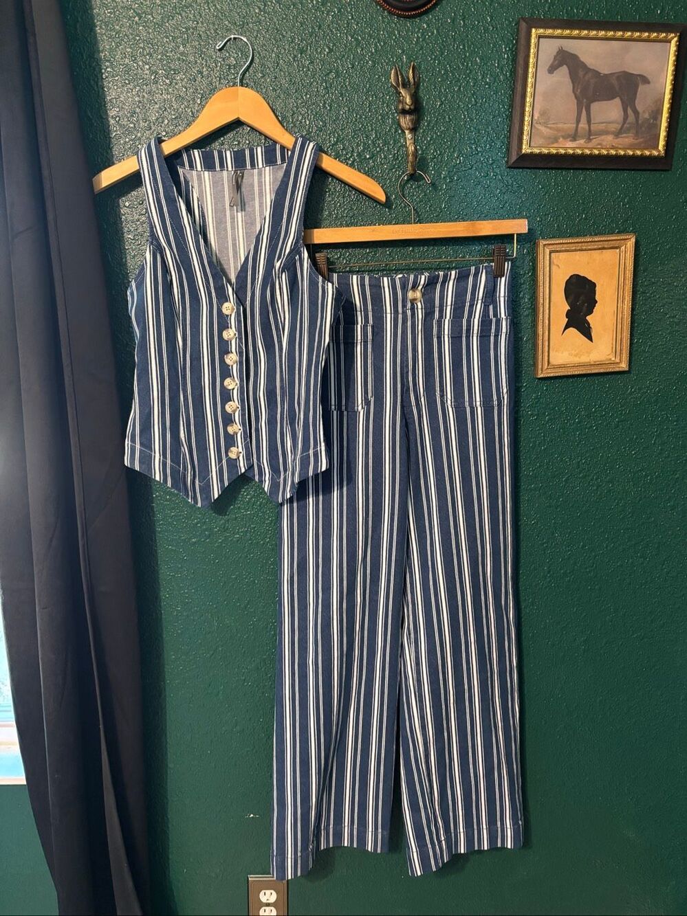 Anthropologie Halsey Striped Matching Set Vest Collette Pants Sz XS/25 - Picture 2 of 9